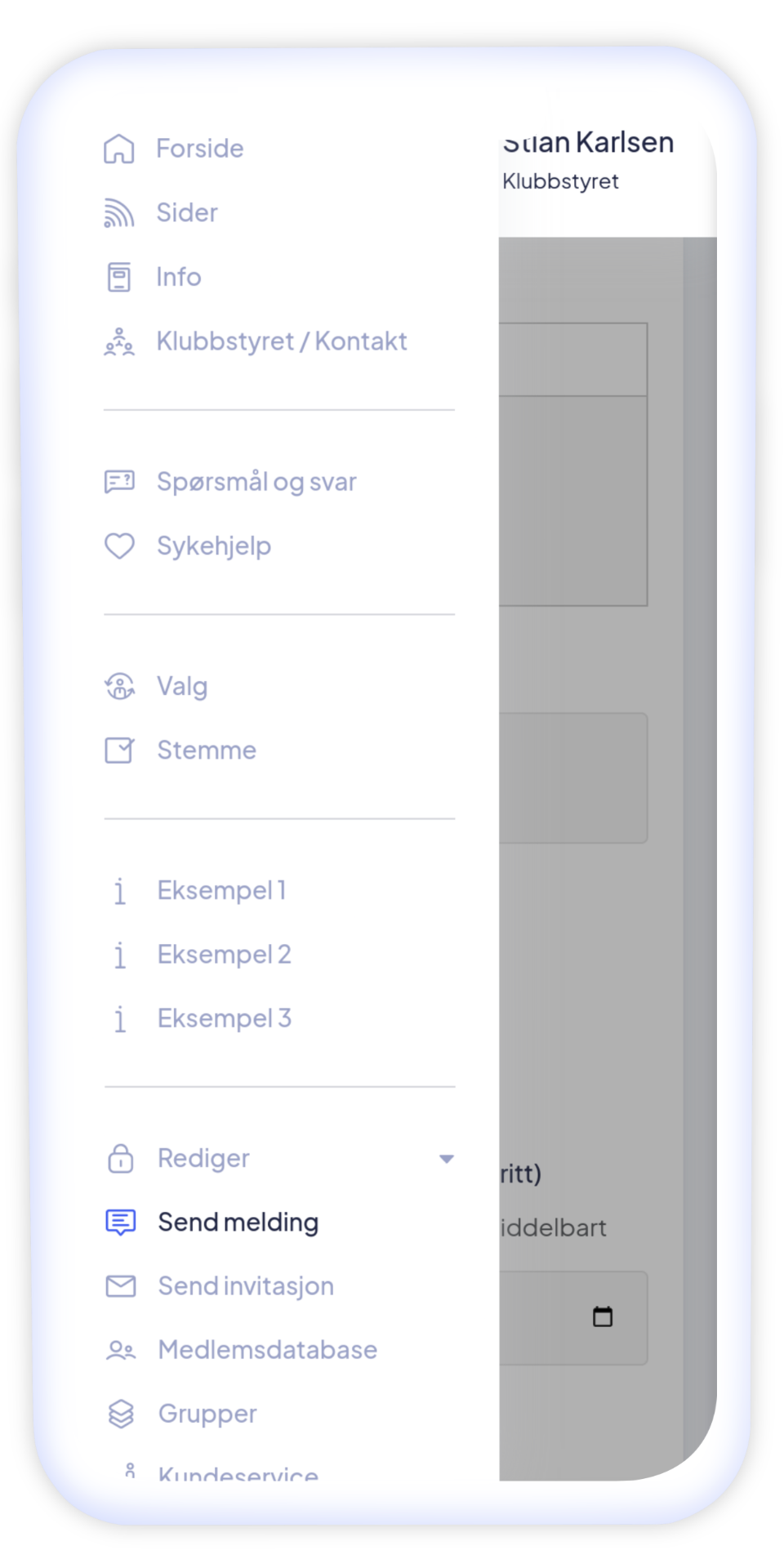 Mobilvisning av systemet